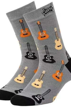 Prix cassé - Levys Paire de chaussettes motif guitare acoustique