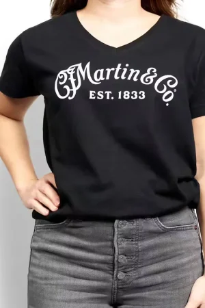 Martin Strings T-shirt col V noir logo Martin blanc M | Qualité premium