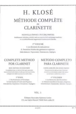 Leduc Méthode Complète De Clarinette Vol.1 - Klosé - Commandez maintenant