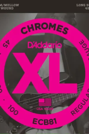 D'addario And Co ECB81 Chromes Flatwound Long Scale Regular Light 45-100 - Stock limité