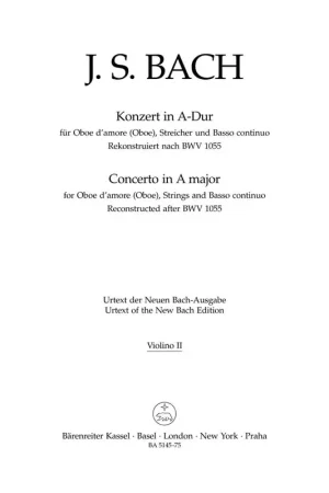 Barenreiter Bach JEAN-sebastien - Bach - Concerto In A Major (violon 2) - Livraison rapide