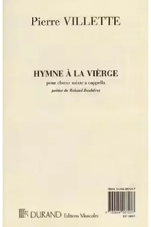 Durand Villette - Hymne A La Vierge - 4 Voix Mixtes A Cappella - Liquidation