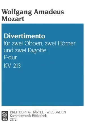 Edition Breitkopf Mozart W.a. - Divertimento F-dur KV 213 - Prix promo