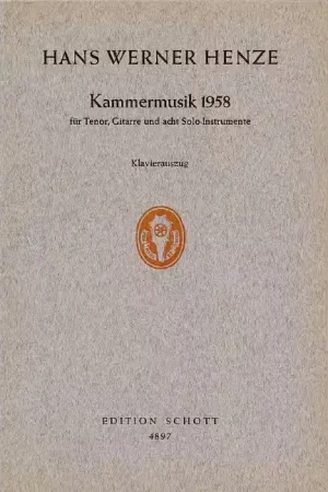 Prix doux | Schott Henze - Kammermusik 1958 - Tr Guitare Et 8 Solo-Instruments