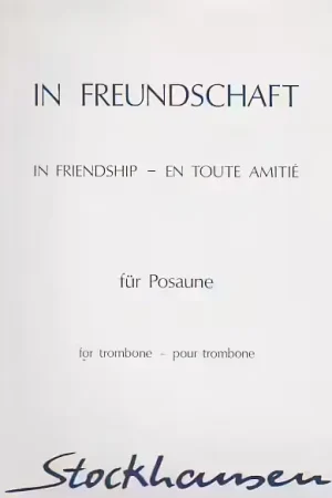 Stockhausen KARLHEINZ - IN FREUNDSCHAFT - Dernier arrivage