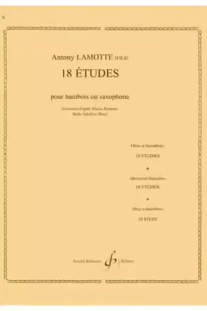 Prix cassé | Billaudot Lamotte Antony - 18 Etudes - Hautbois Ou Saxophone