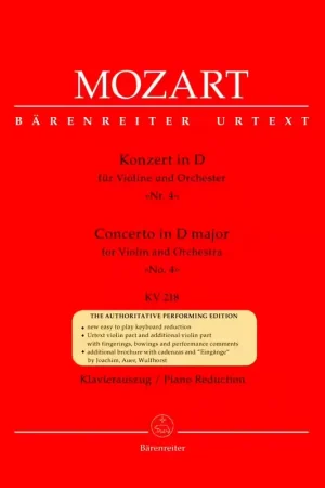 Barenreiter Moz W.A. - Concerto En Re Majeur N°4 Kv 218 - Violon Piano - Direct fabricant