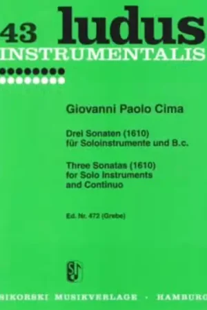 Produit phare | Sikorski Cima G.P. - Drei Sonaten (1610) Fur Soloinstrumente Und B.C