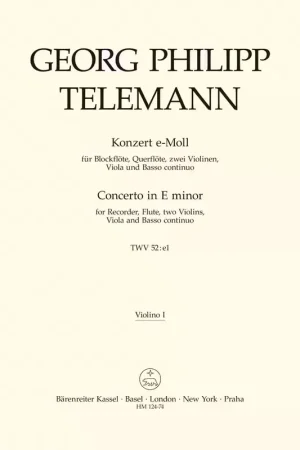Hortus Musicus Telemann G. Ph. - Concerto En Mi Mineur Pour Flb Alto Fl Cordes Et Bc - Disponible dès maintenant