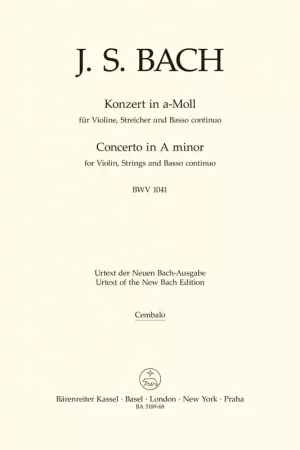 Plus que quelques jours | Barenreiter J.S. Concerto En La Mineur Bwv 1041 Pour Vn Cordes Et Bc