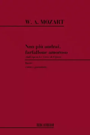 Cette semaine uniquement | Ricordi MOZART W.A. - LE NOZZE DI FIGARO: NON PIU' ANDRAI FARFALLONE AMOROSO - CHANT ET PIANO