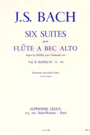 Super prix - Leduc Bach J.S. Six Suites Pour Flûte À Bec Alto Vol 2 Suite Iv. V. Vi