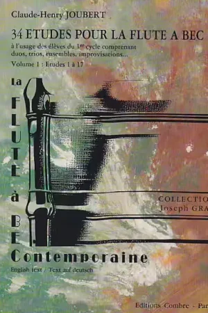 Qualité premium - Combre Joubert C.H. - 34 Etudes Pour La Flute A Bec Vol.1 : Etudes 1 A 17