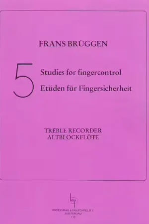 Broekmans & Van Poppel B.V. Bruggen 5 Studies For Fingercontrol Treble Recorder - Offre du jour