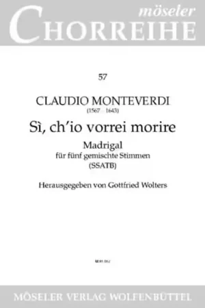 Moseler Monteverdi C. - Si Ch?Io Vorrei Morire - Vocal Score | Prix mini