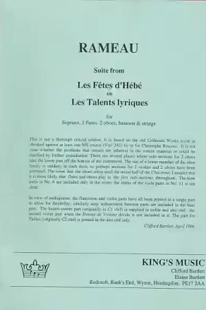 King's Music Rameau Suite From : Les f?àö?Ñ¢tes D'HéBé Ou Les Talents Lyriques | Affaire à saisir