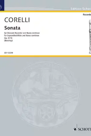 Schott Corelli - Sonata F Major Op. 5/10 - Descant Flute A Bec et Piano - Premium