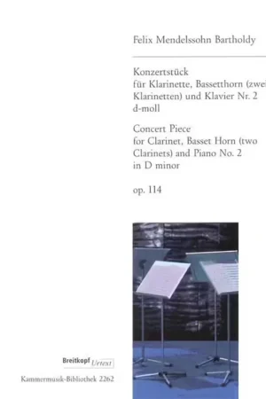 Edition Breitkopf Mendelssohn Bartholdy F. - Piece De Concert Op. 114 En Re Mineur 2 CLS. & Piano - Prix cassé