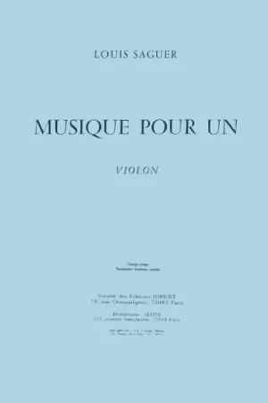 Jobert Saguer - Musique Pour Un Violon - Violon | Nouveau en boutique