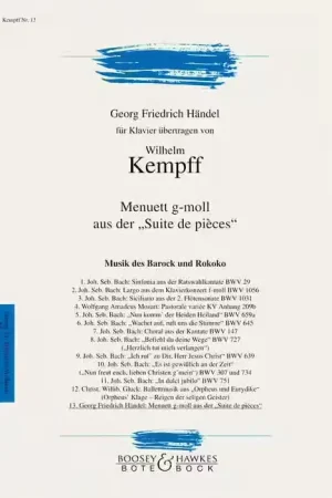 Bote And Bock Händel - Minuet G Minor No. 13 - Piano - Prêt à expédier