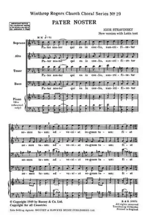 Bon plan - Boosey & Hawkes Stravinsky - Pater Noster No. 29 - Choeur Mixte (satb) A Cappella