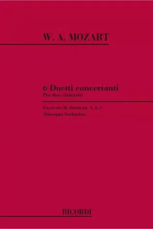 Best-seller - Ricordi MOZART W.A. - 6 DUETTI CONCERTANTI - DUETTI N.4 5 6 - CLARINETTE
