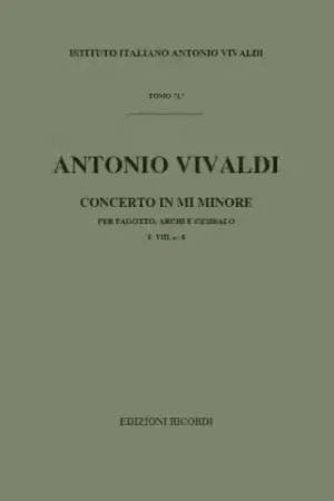 Nouveau - Ricordi Vivaldi A. - Concerto In Mi Min. RV 484 - F.viii/6 - Basson