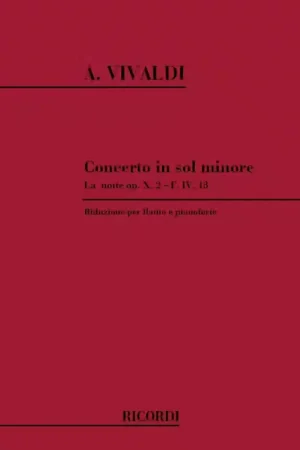 Remise - Ricordi VIVALDI A. - CONCERTO IN SOL MIN - LA NOTTE OP.X N 2 - FLUTE ET PIANO