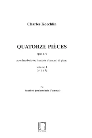 Edition Max Eschig Koechlin - 14 Pieces - Hautbois et Piano - Prix doux