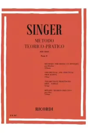 Derniers exemplaires - Ricordi SINGER S. - METODO TEORICO-PRATICO - PARTE IV 13 STUDI - HAUTBOIS