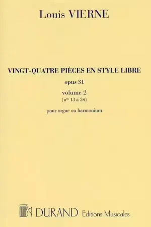 Affaire à saisir - Durand VIERNE L. - 24 PIECES EN STYLE LIBRE - ORGUE OU HARMONIUM