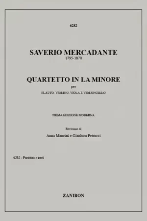 Ricordi MERCADANTE S. - QUARTETTO IN LA MINORE - FLUTE, VIOLON, ALTO ET VIOLONCELLE - Nouveau