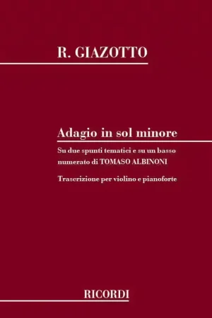 Bientôt épuisé - Ricordi GIAZOTTO R. - ADAGIO IN SOL MINORE PER ARCHI E ORGANO