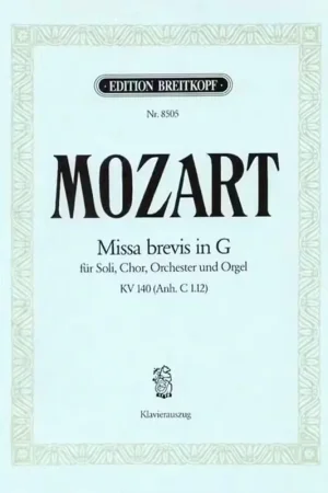 Offre exceptionnelle - Edition Breitkopf MOZART WOLFGANG AMADEUS - MISSA BREVIS IN G KV140(C1.12) - PIANO