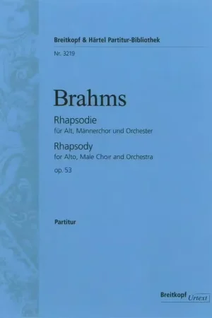 Disponible | Edition Breitkopf Brahms Johannes - Rhapsodie Op. 53 - Alto Voice Choir Orchestra