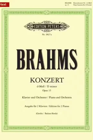 Edition Peters Brahms Johannes - Concerto No.1 In D Minor Op.15 - Piano 4 Hands - Coup de cœur