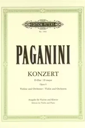 Edition Peters Paganini Nicolo - Concerto No.1 In D Op.6 - Violin And Piano | Très demandé