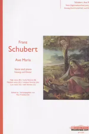 Edition Peters Schubert Franz - Ave Maria (high Voice: G Medium Voice: F Low Voice: D) - Voice And Piano (par 10 | Commandez dès maintenant