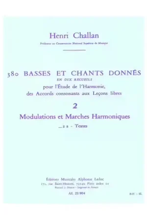Prix en baisse - Leduc CHALLAN H. - 380 BASSES ET CHANTS DONNES VOL. 2