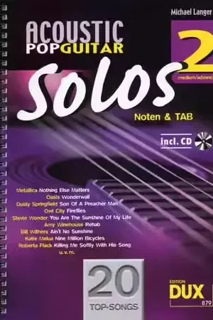 Tendance - Edition Dux Acoustic Pop Guitar Solos Solf. & Tab Vol.2 + CD