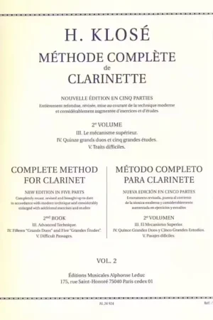 Leduc Klose H. - Methode Complete De Clarinette Vol.2 | Produit phare