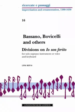 Stock limité | London Pro Musica Bassano Bovicelli And Others - Divisions On ?Io Son Ferrito Ahi Lasso? - Dessus(Voix) Et Bc