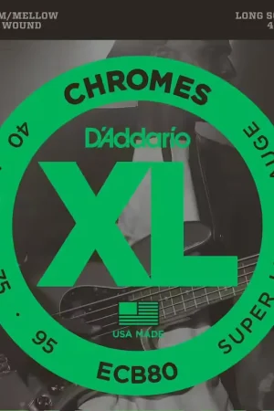 D'addario And Co ECB80 Chromes Long Scale Super Light 40-95 | Nouveau lancement
