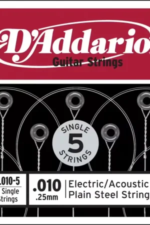 Nouveau en boutique - D'addario And Co PL010-5 Plain Steel 10 5-Pack