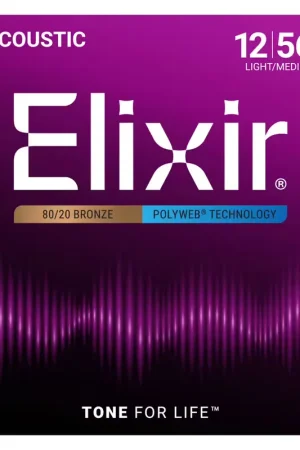 Elixir 11075 Polyweb 80/20 Bronze Medium Light 12-56 - Disponible dès maintenant
