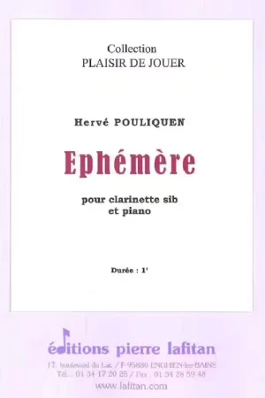 Lafitan POULIQUEN HERVE - EPHEMERE - CLARINETTE ET PIANO | Cette semaine uniquement