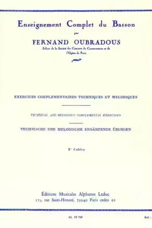 Qualité professionnelle - Leduc Oubradous - Enseignement Complet Du Basson Vol.3