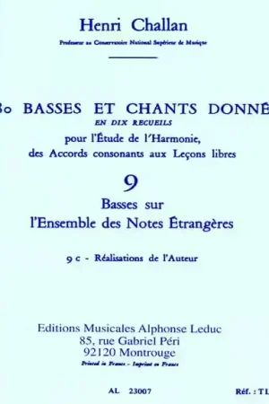 Prix exceptionnel | Leduc CHALLAN H. - 380 BASSES ET CHANTS DONNES VOL.9C REALISATION