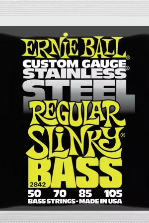 Ernie Ball 2842 Custom Gauge Stainless Steel Regular Slinky 50-105 - Prix usine