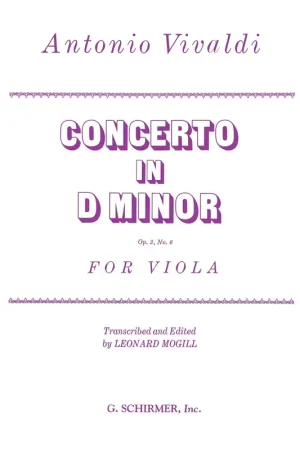 Achetez maintenant - Schirmer Vivaldi A. - Concerto In D Minor Op. 3/6 - Alto